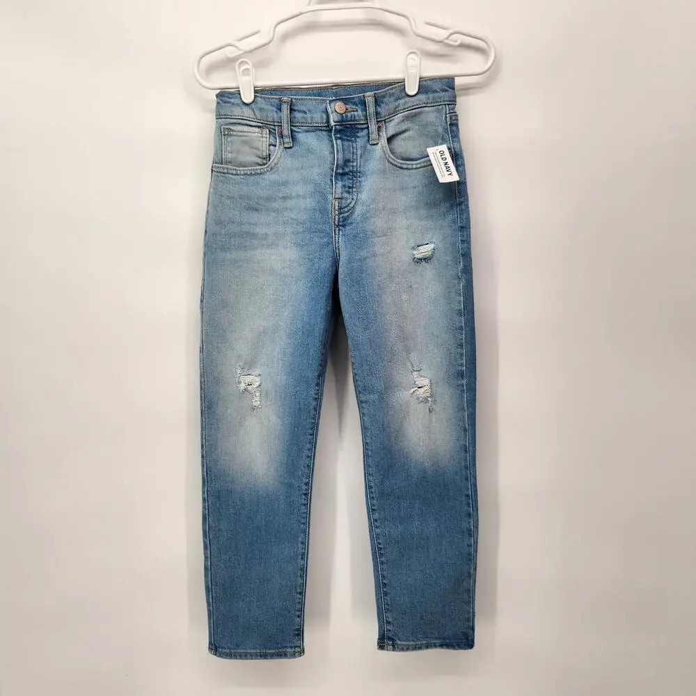 NWT Old Navy Blue Denim High Rise O.G. Straight Button Fly Jeans‎ Girl's 12